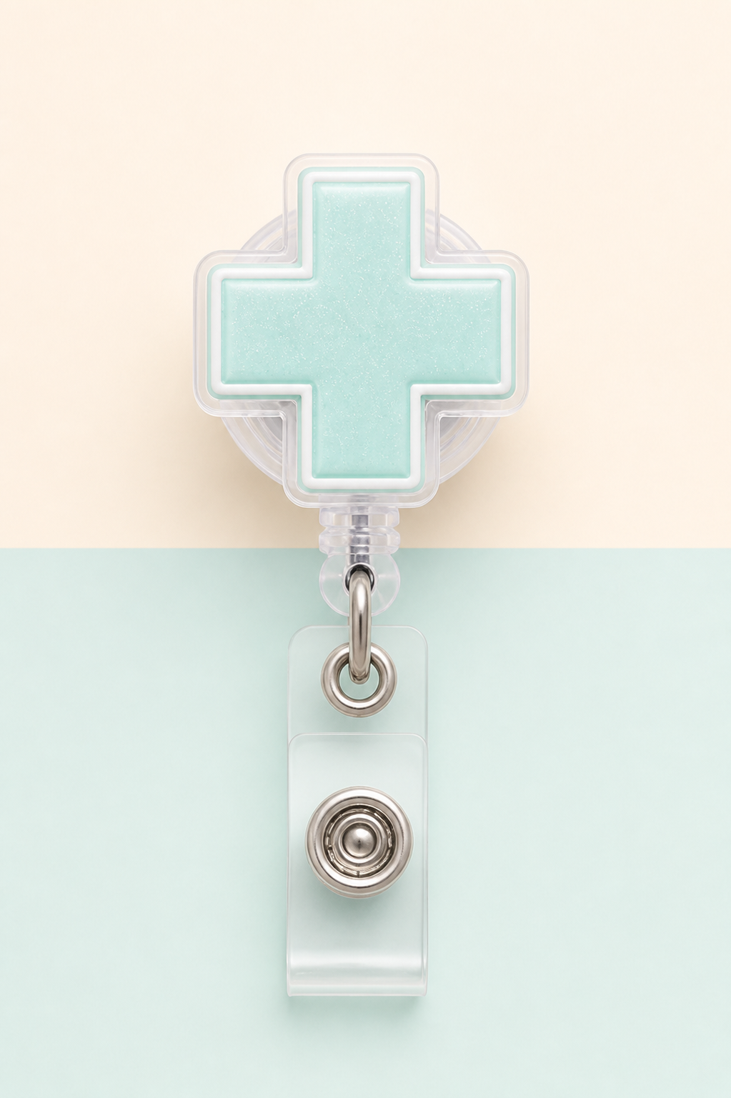 Mint medical cross badge reel